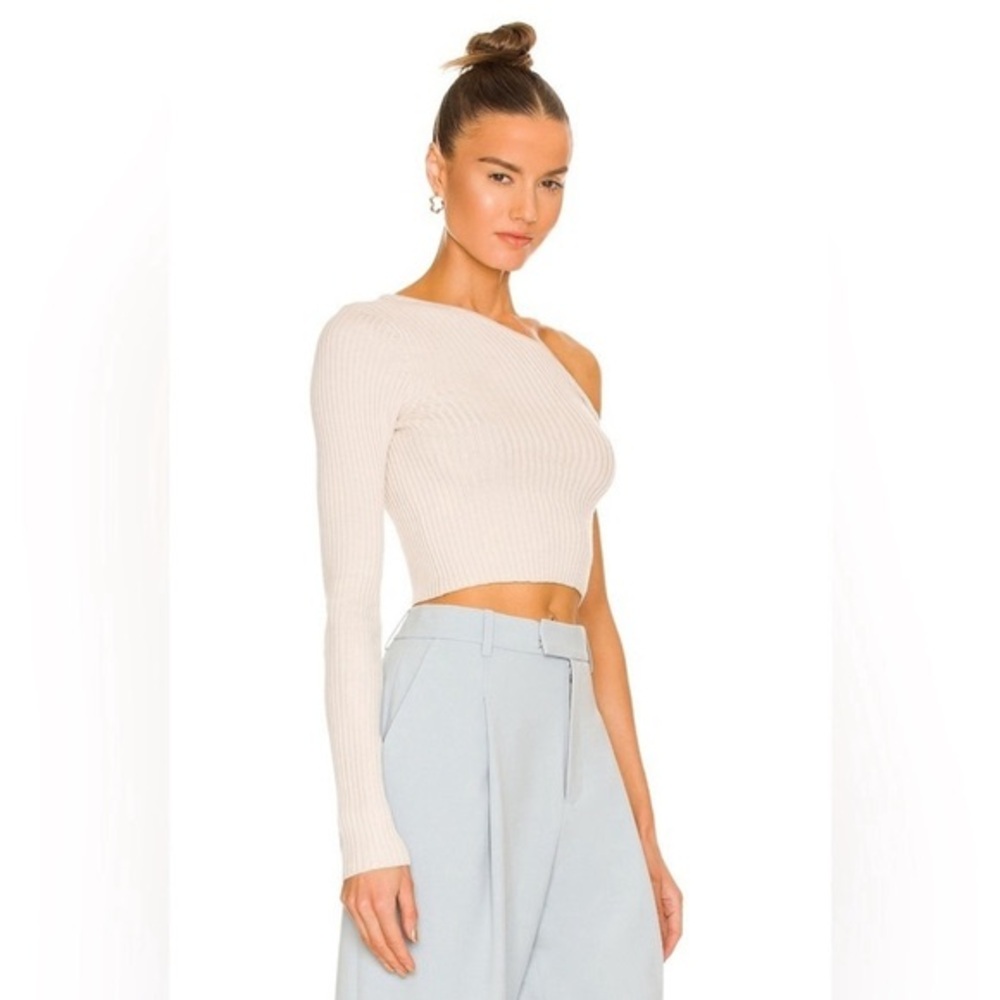 Revolve Shae One Sleeve Twist Sweater Silk Ivory Womens Size Large New NWT